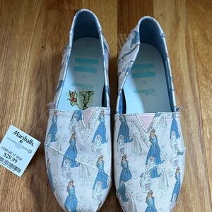 Toms Disney Blue and pink Princess Print Flats